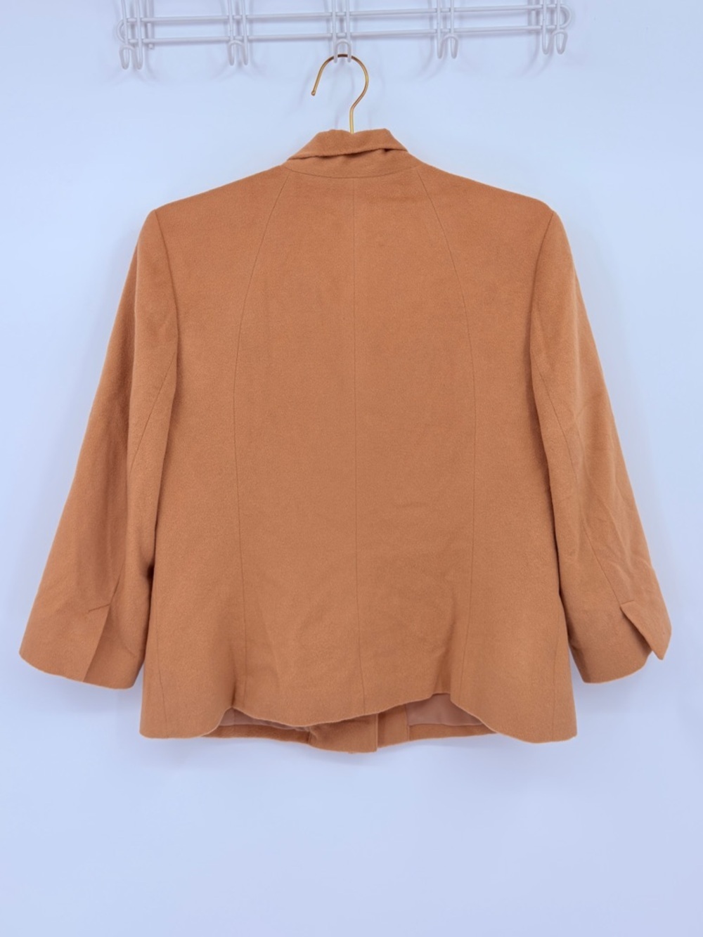 Talbots Wool Bow Jacket Size 12 Camel Tan Blazer Cropped Coat Quiet Luxury - Picture 5 of 5